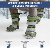 Spark Paws Dog Shoes, Waterproof Dog Boots for Medium to Large Dogs, Non Slip, Breathable Dog Booties and Paw Protectors - 4PCS Doggie Hiking Boots with Reflective Straps - Green - Size 4