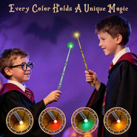 KingVows Light Up Magic Wizard Wand with 4 Color Lights & Sound - Golden & Silver - image 4