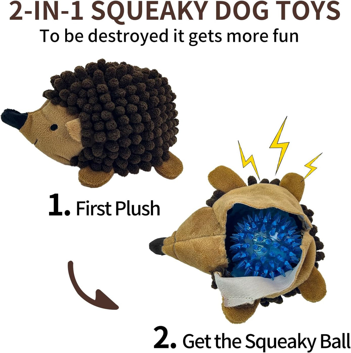 2-in-1 No-Stuffing Hedgehog Dog Toys 3 PCS - Hedgehog dog toys - image 2