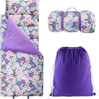 Toddler Nap Mat with Removable Pillow & Soft Blanket - Blooming Flowers