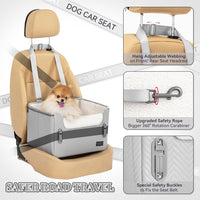 PETSFIT Dog Car Seats for Small Dogs, Patented Safety Buckles - Faux Leather / Cool Grey - image 2