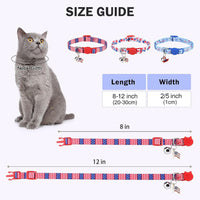 Cat Collar Breakaway, Soft Kitten Collar with Bell, Daisy - 4th of July Flag (Pack of 3) - image 4