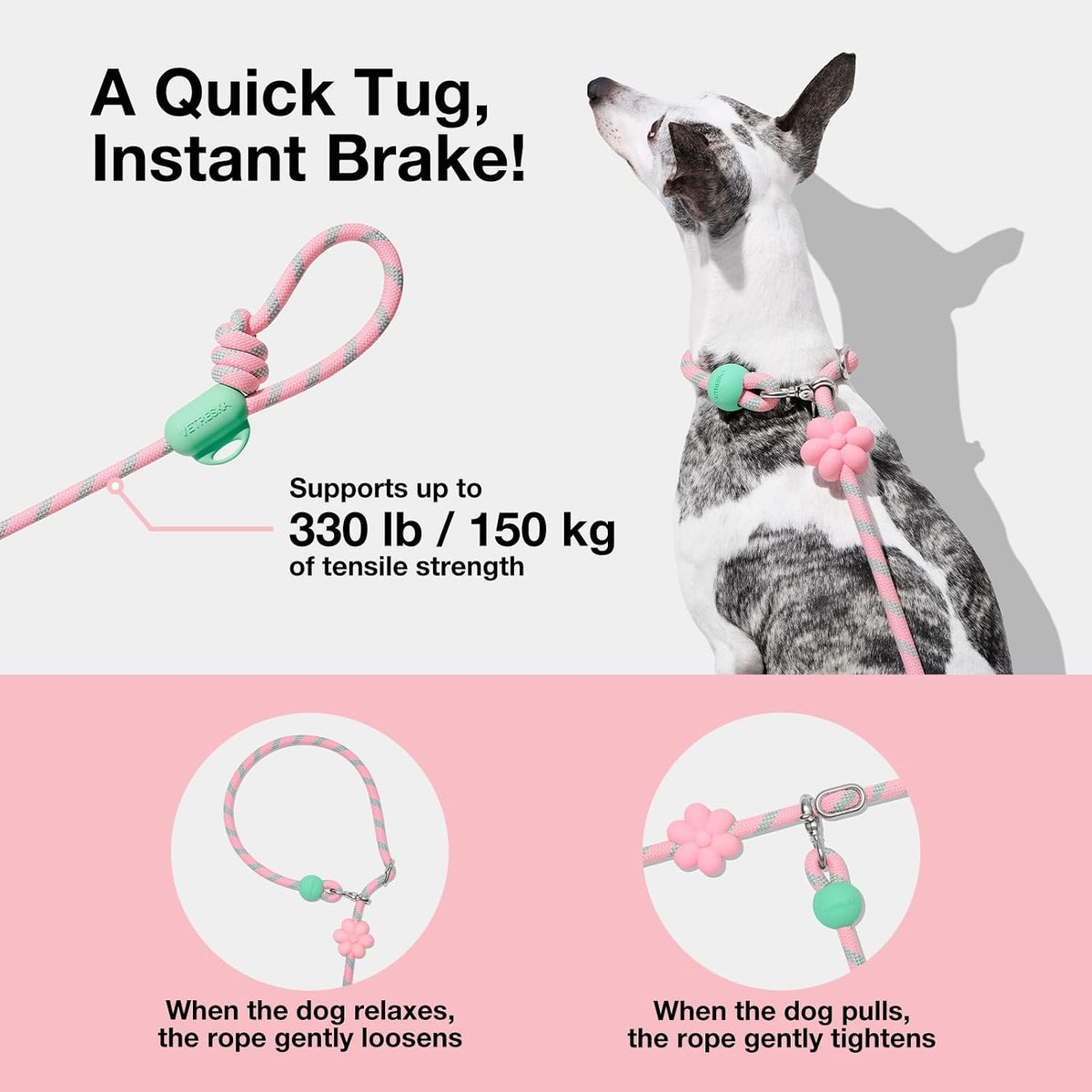 VETRESKA Hands-Free Dog Leash - Flora Pink - image 3