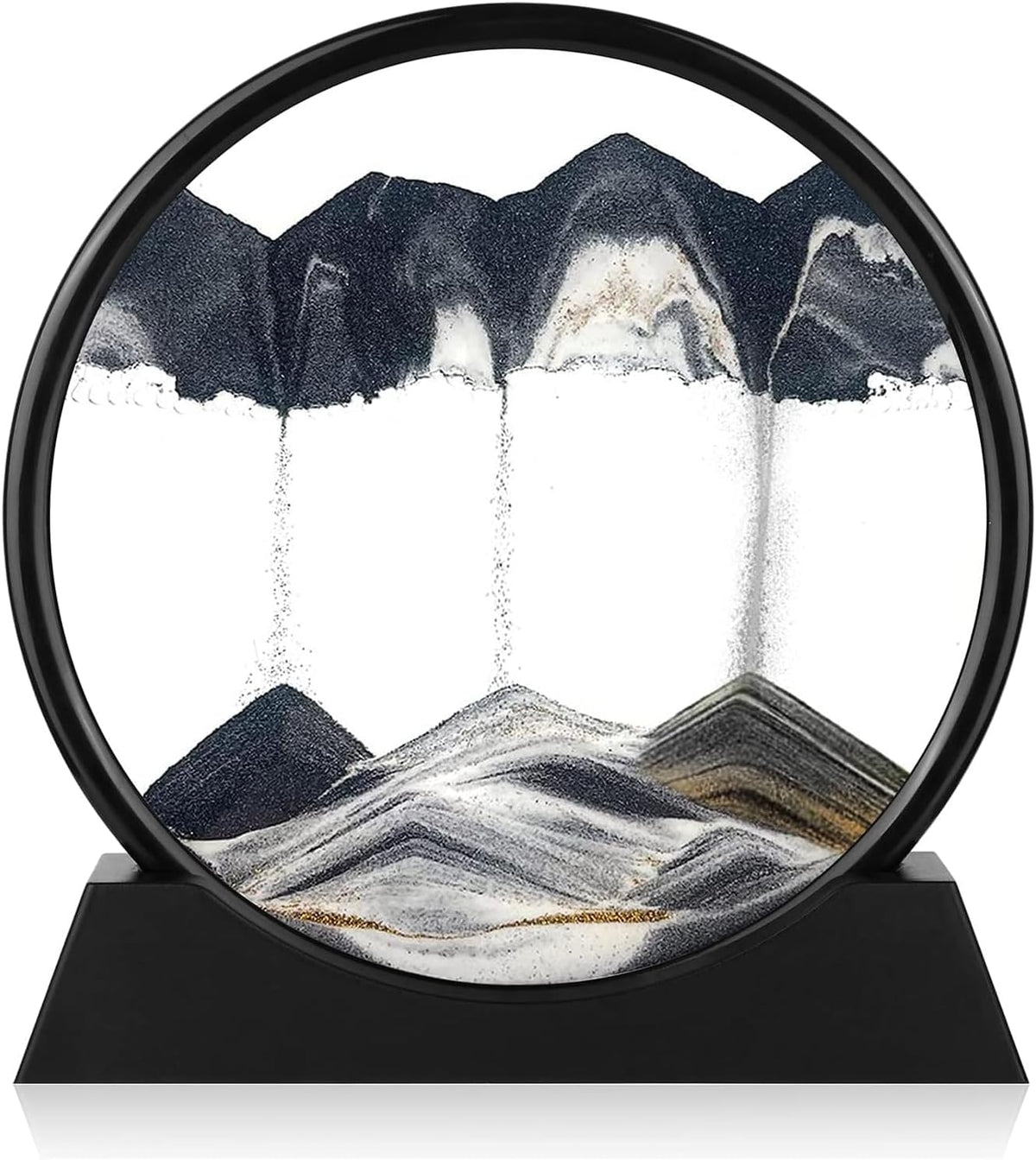GEKETY 3D moving sand art picture in a round glass frame with layered blue sand - view 4