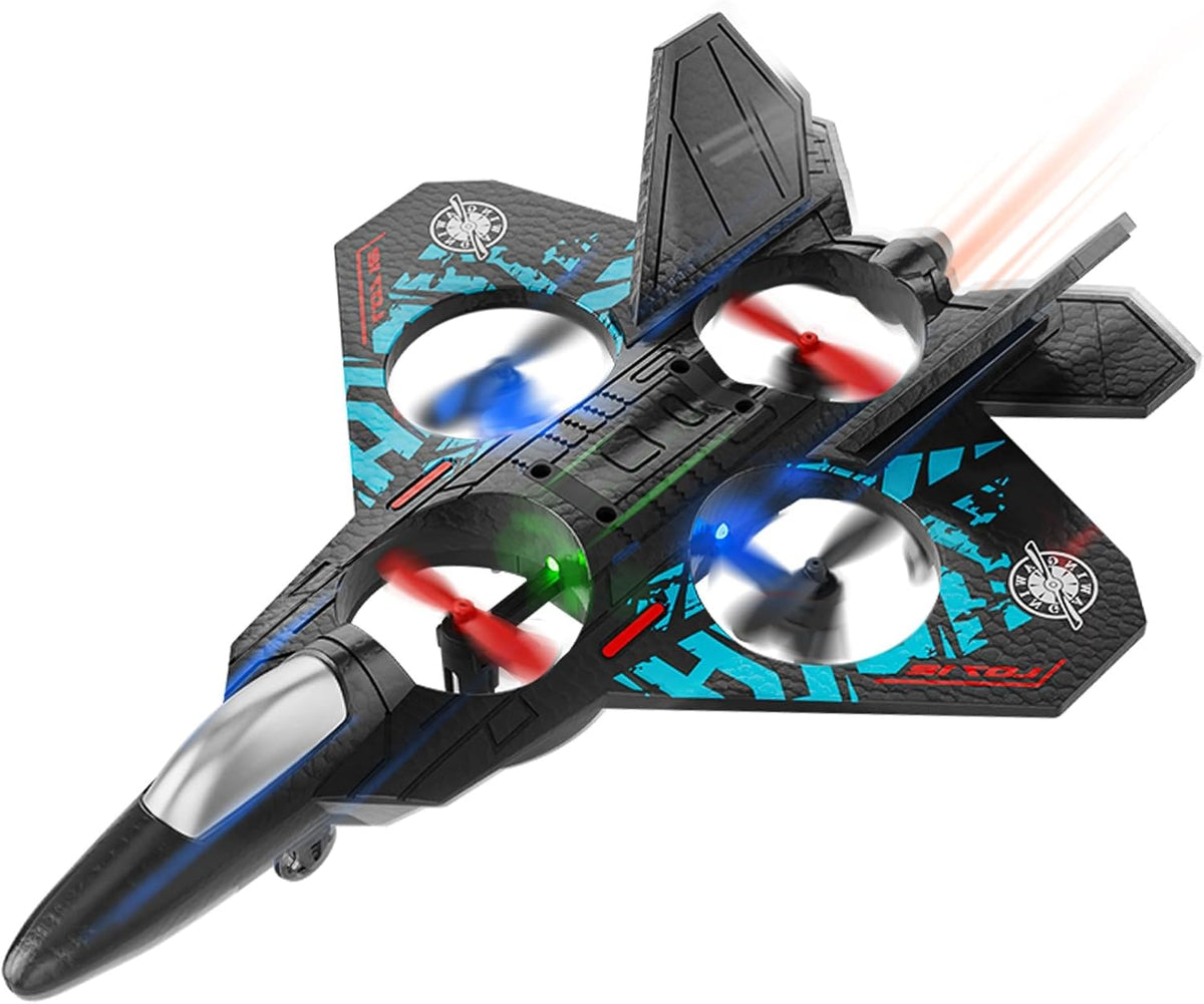 BEZGAR remote control airplane with LED lights in blue - view 2