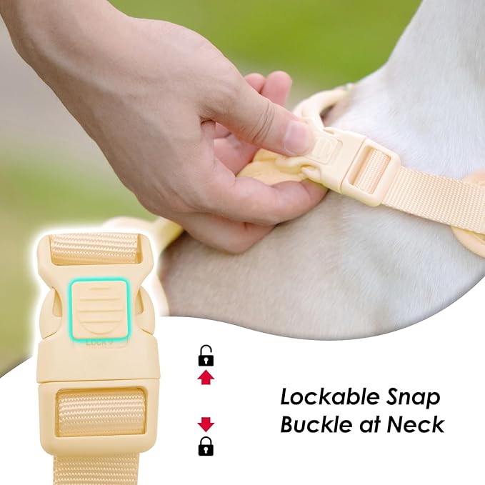 No Pull Dog Harness, Puppy Vest with Front Clip for Small Medium Large Sized Dog(Light Yellow,M)