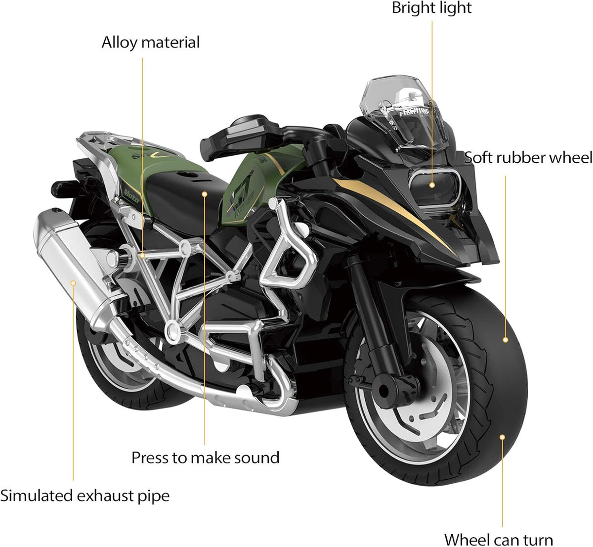 MING YING blue diecast motorcycle toy with sound and light - view 6