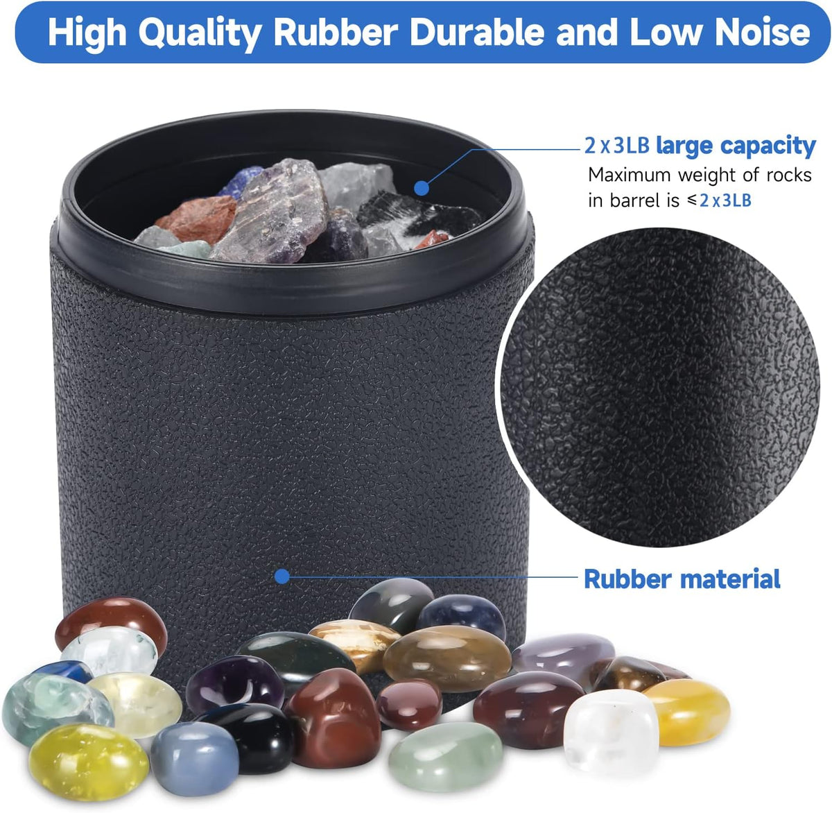 Leegol single drum 3 lb rock tumbler machine with rubber barrel - view 4