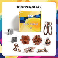 ActPo 9 piece brain teaser puzzles set with metal and wooden 3D puzzles - view 10