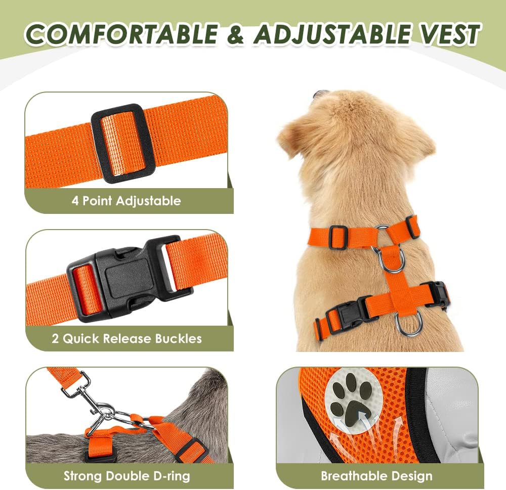Lukovee Dog Car Harness Seat Belt Set - X-Small / ·Orange - image 4
