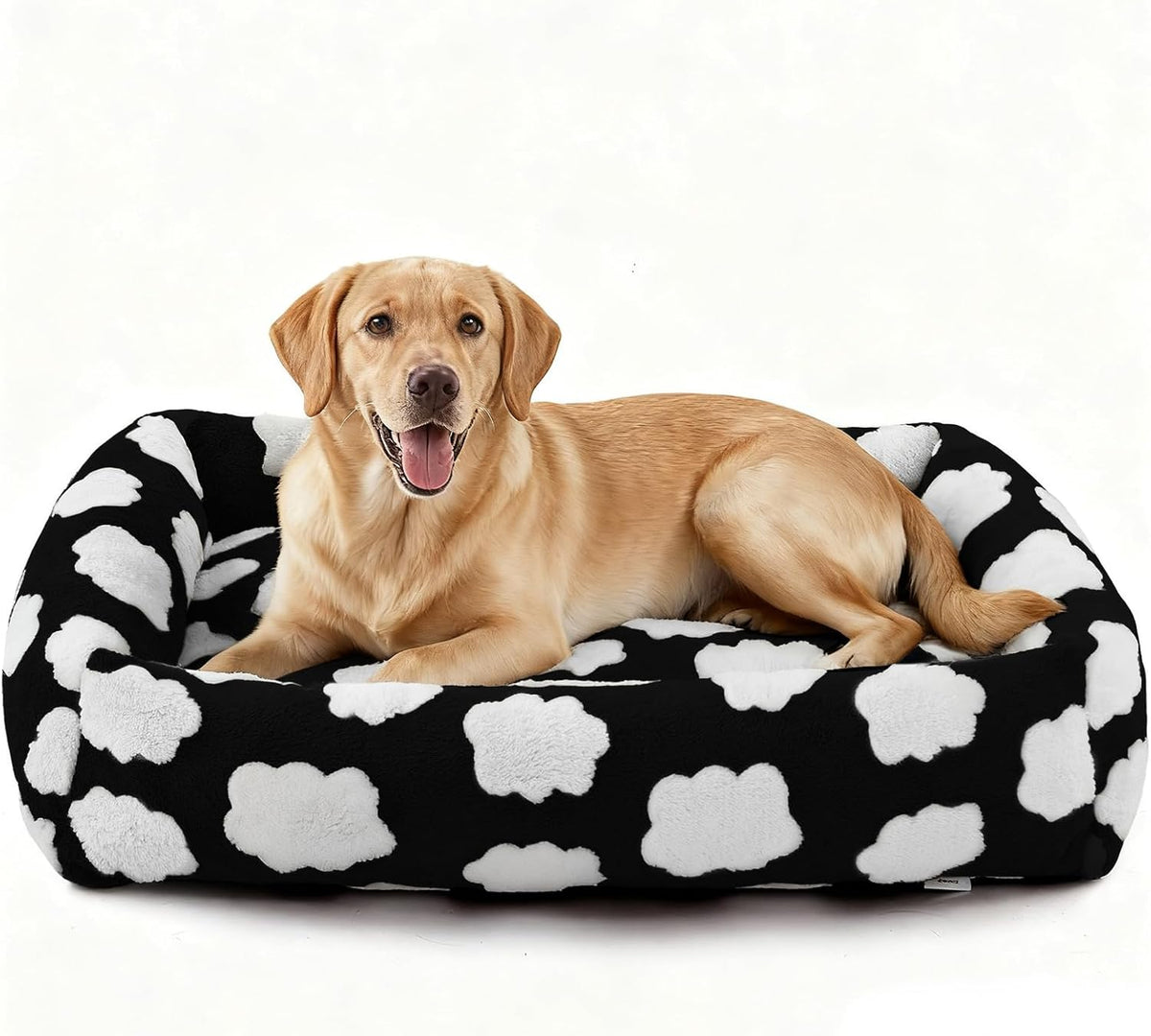 JOEJOY Cute Dog Bed Medium Size Dog - Cozy Clouds Black / XL (42"x36"x9")
