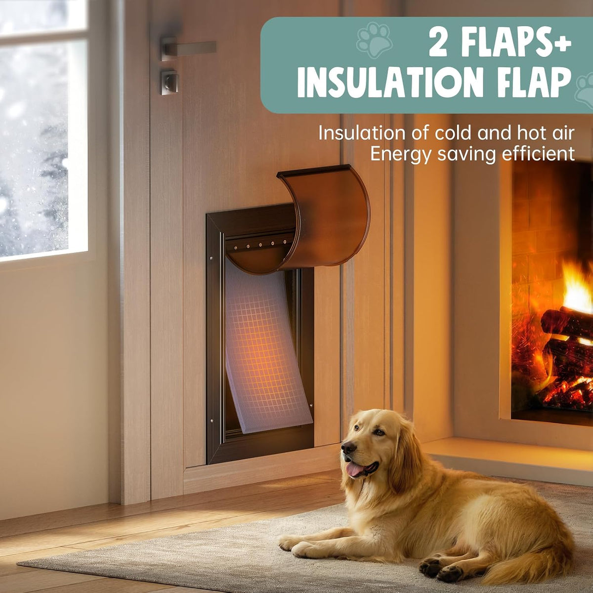 All Aluminum 3 Flaps Insulated Dog Door for Door – Essentials for Dogs - Large - image 4
