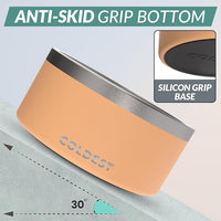 Coldest Dog Bowl - Anti Rust Metal, Non Slip, 3 Layers Insulated Stainless Steel Dog Bowls - Spill Proof & Heavy Duty - Water Bowl for Dogs, Cats & Pets, Dish Washer Safe (200 oz, Sahara Peach)
