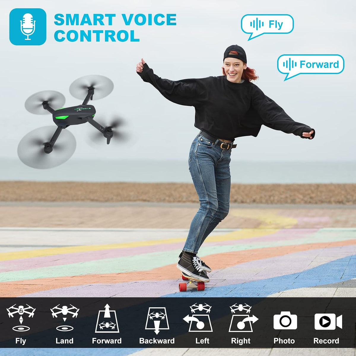 Drone with 1080P Camera for Beginners and Adults - Green - image 4