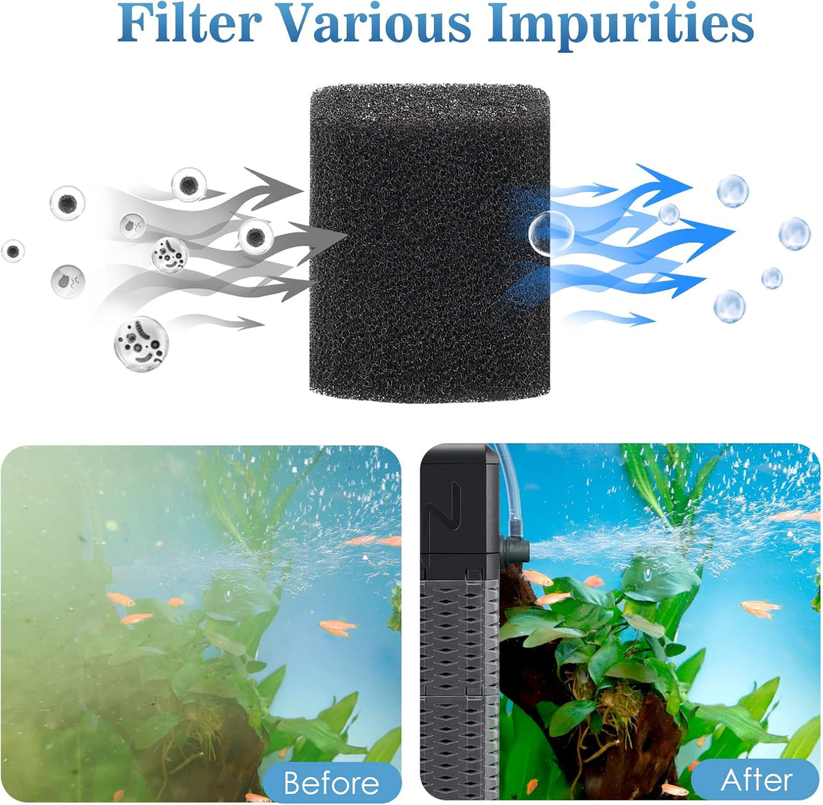 AQQA Submersible Aquarium Filter - M(211GPH-9W) - image 3