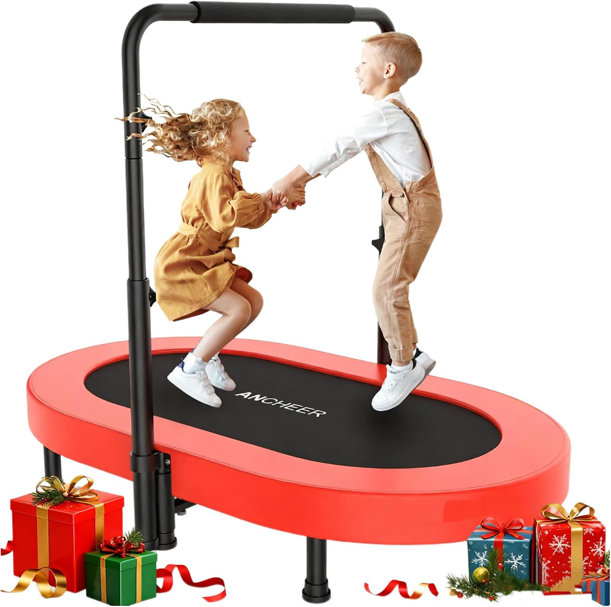 ANCHEER 56" Double Mini Trampoline for Kids - Red Pro