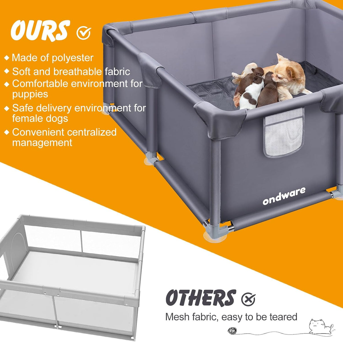 Whelping Box for Dogs and Puppies - 48×48×18in - image 4