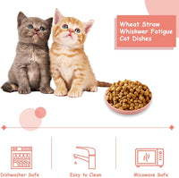 Set of 8 shallow wheat straw whisker fatigue cat bowls in 4 colors - view 4
