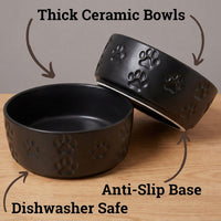 Ceramic Dog Bowl Set of 2 with Anti-Skid Base, 5.5"W x 2"H - Small / Black - image 2