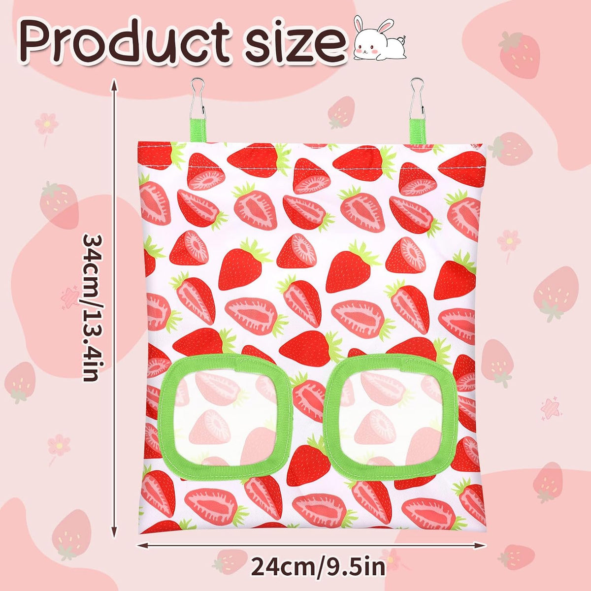 UPINS 3Pack Guinea Pig Hay Feeder Bag - Red Pink Yellow - image 2