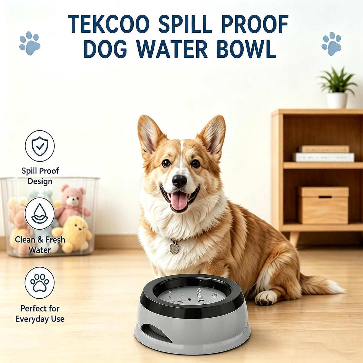 25 oz No Spill Water Bowl for Dogs and Cats Small Slow Drinking Dog - Gray - image 2