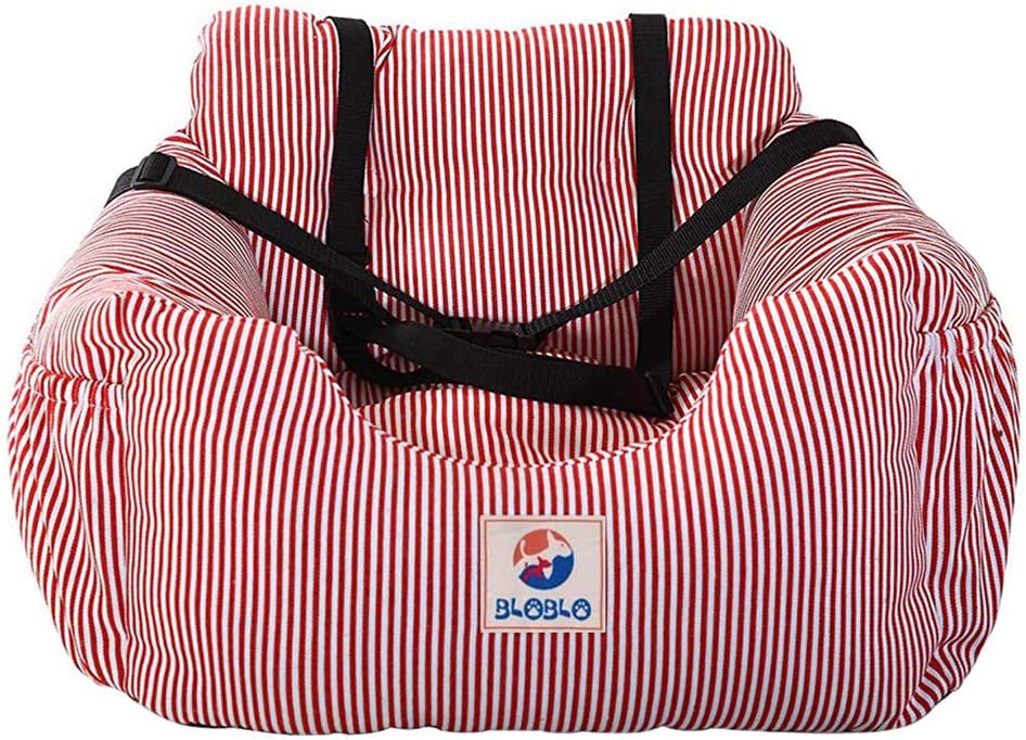 BLOBLO Dog Car Seat Pet Booster Seat Pet Travel Safety Dog Bed - Red Stripe - image 3