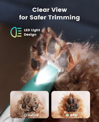 oneisall Low-Noise Dog Paw Trimmer with LED Light – Essentials for Dogs - Green - image 4