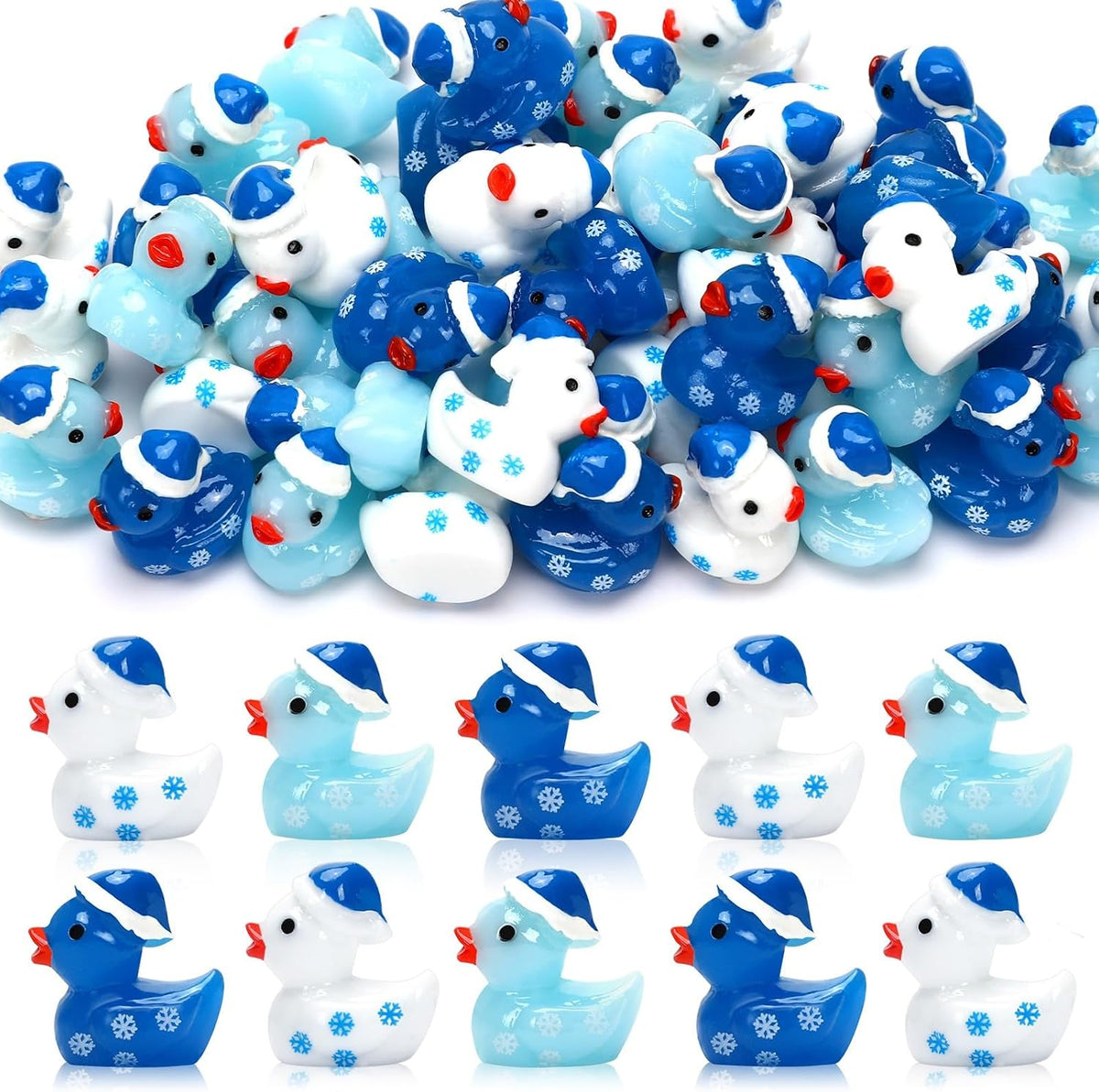 JUNEBRUSHS 50 Pcs Mini Pumpkins Fake Pumpkins Artificial Pumpkins - Winter Ducks Style