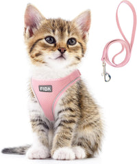 Fida Cat Harness and Leash Set for Walking Kitten and Puppy - XXXS (Neck:10.2"-11.4"; Girth:11.4"-12.6") / Pink