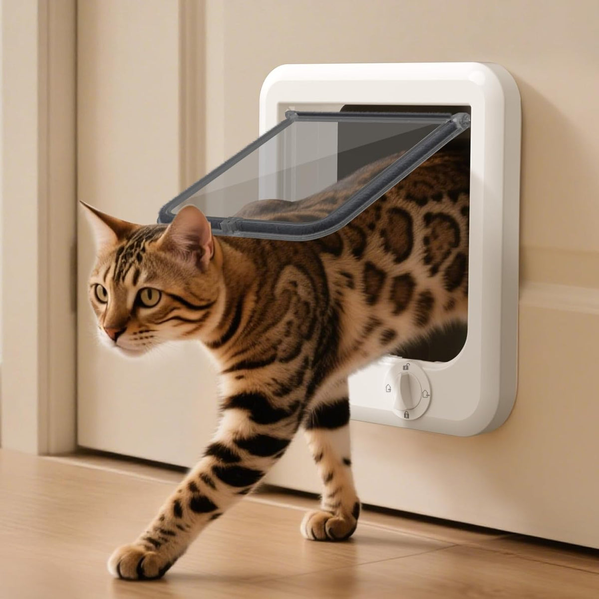 LIBBEPET Cat Door Interior Door - White / L - Inner Size: 7.2"W x 7.3"H