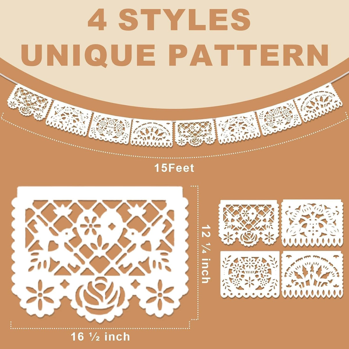 Asoulin 6 PCS Papel Picado Dia De Los Muertos - White - image 2