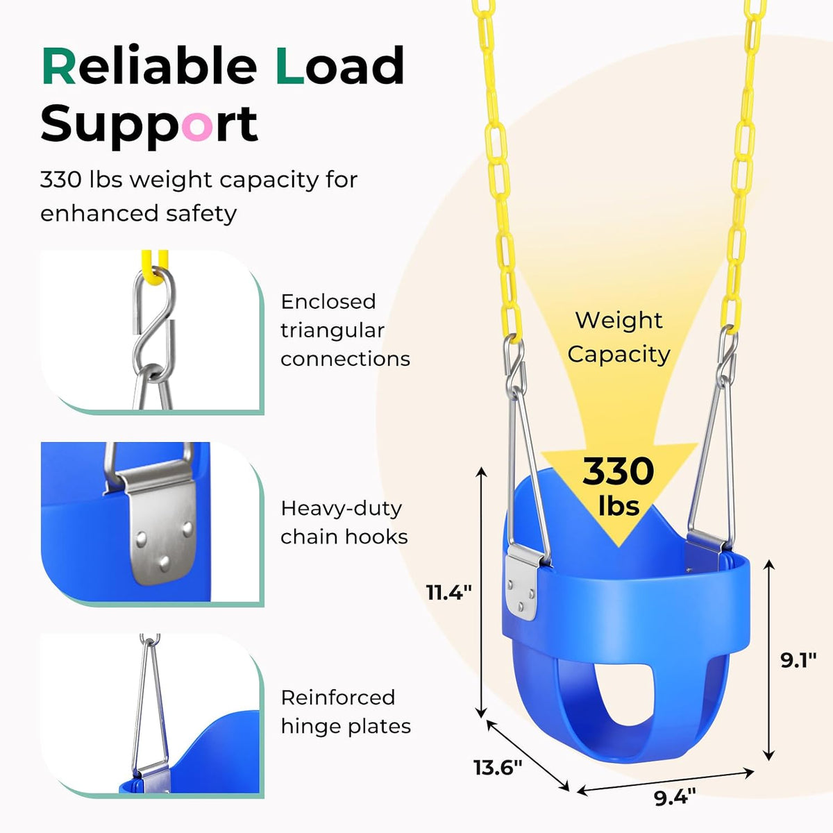 DECORLIFE Toddler Swing, Baby Swing Outdoor - Blue - 1 Pack - image 3