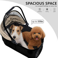 Dog Cat Stroller, Foldable 4 Wheels Dog Stroller for Small Medium Dogs 20 lbs,Pet Strollers for Large Dogs 50lbs, Stable Anti-Shock Detachble Carrier,with 360°Swiveling Front Wheel forTravel