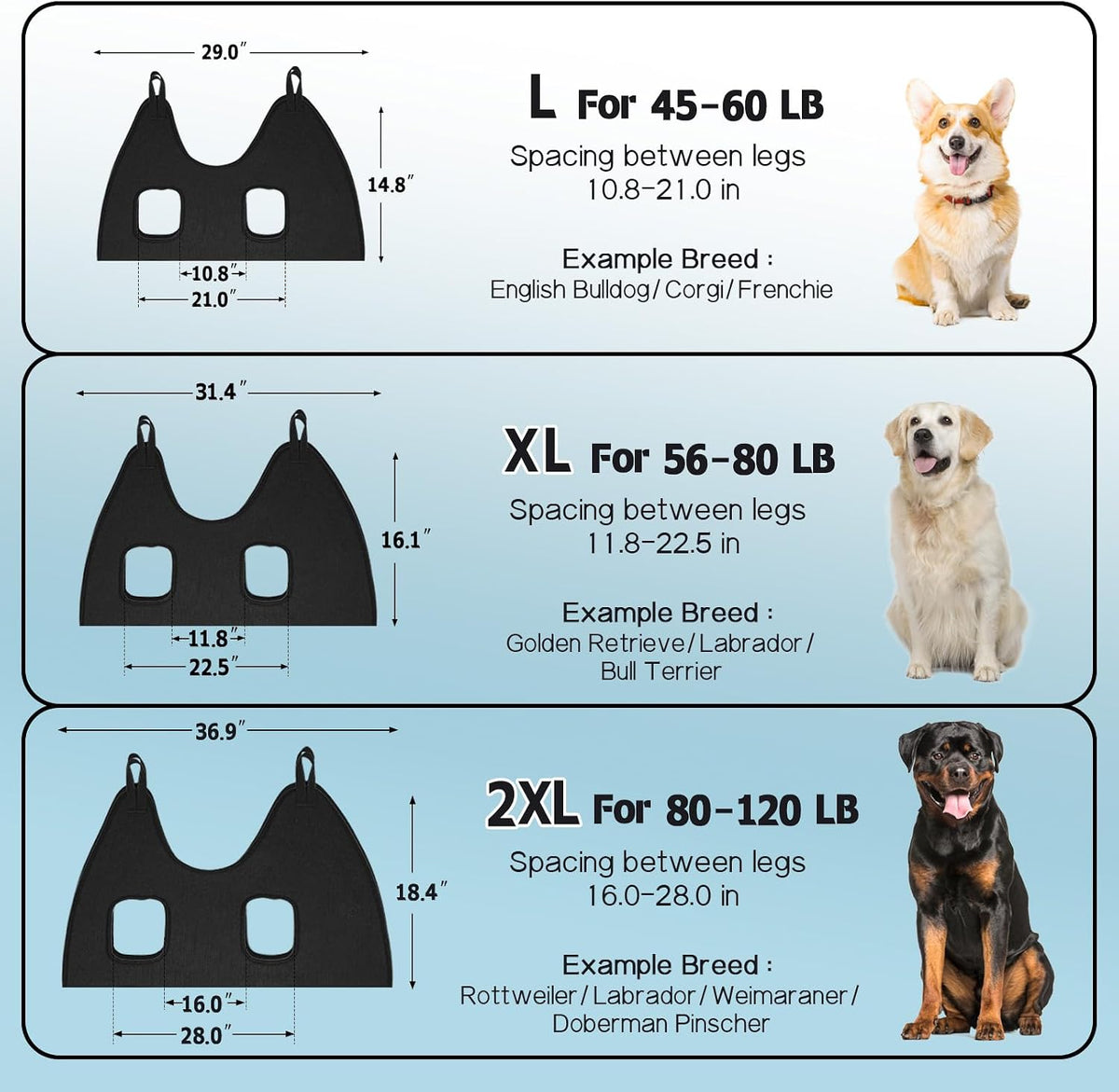 Supet Dog Grooming Hammock for Nail Trimming - L( Max 60 Lb:Leg space: 10.8"-21.0") / Black - image 2