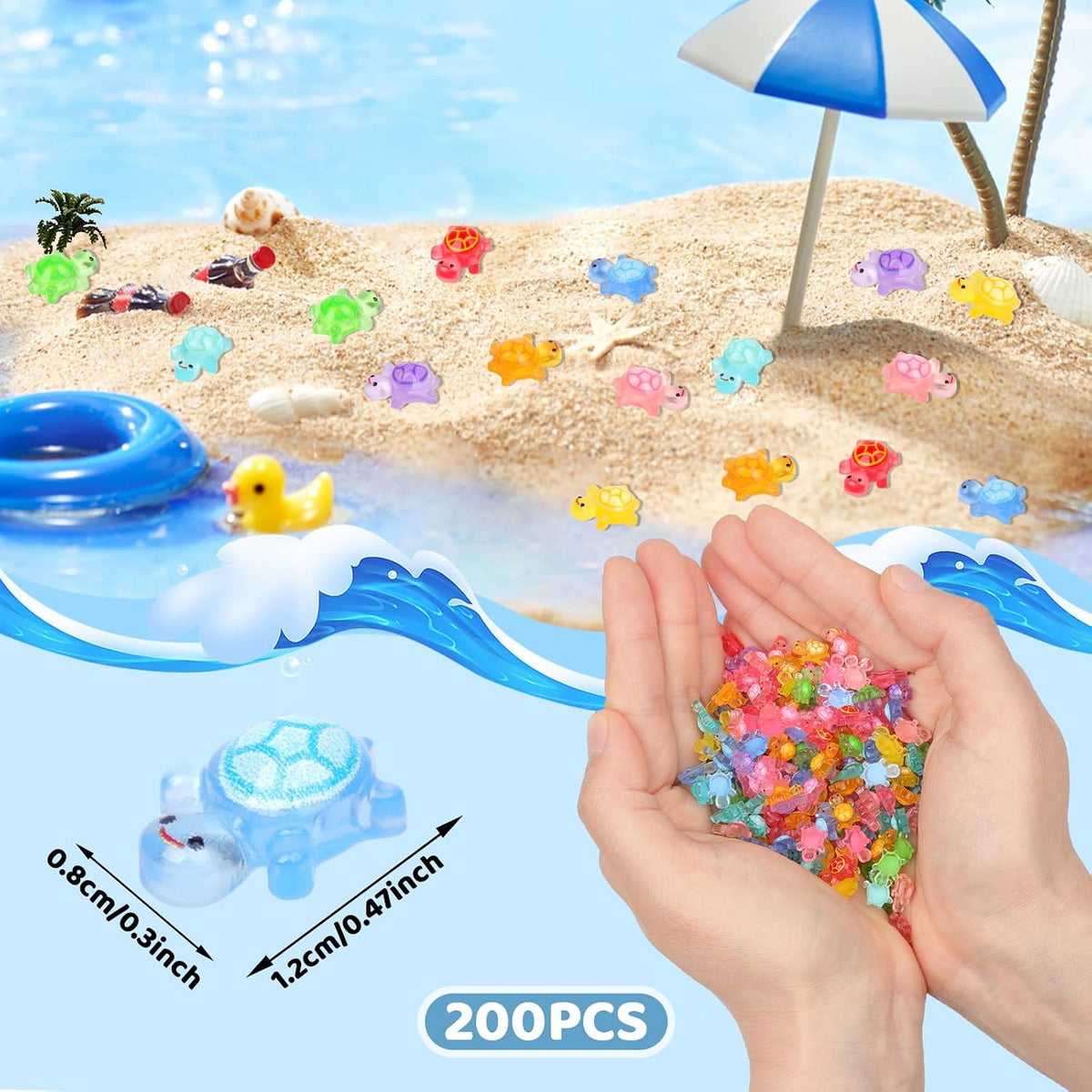 200pcs Mini Resin Ladybug Decor Tiny Ladybug for Crafts Dollhouse - 200pcs Mini Resin Turtles( 0.31 * 0.47inch) - image 4