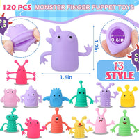 Booson monster finger puppets in bright colors, 80 pack of rubber finger toys - view 2