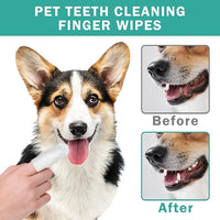 Dog Teeth Dental Finger Wipes for Dogs & Cats No-Rinse Dog Finger Toothbrush Dog Plaque & Tartar Prevention with Brushing Beads Dog Breath Freshene 50pcs