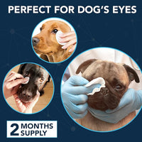 NOVEHA Dog Eye Wipes - Tear Stain Remover for Dogs - Formulated to Remove Eye Debris, Tear Stains & Eye Discharge - Plant Based, Safe, Convenient, and Large Unscented Wipes (100 Count x 3 Packages)