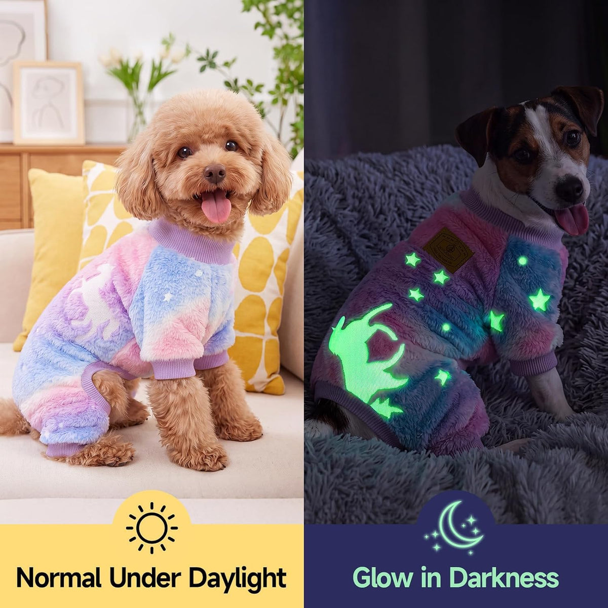 Cow Dog Sweater, Dog Winter Clothes for Small Medium Dogs Girl Boy Fleece Pet Pajamas for Winter - Glows in the dark / Small(Weight:3.5-7lb, Chest:13-14.9") - image 4