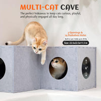 PETKARAY Cat Tunnel, Original Cat Hideaway Cave for Indoor Cats - L-shape Tunnel / Grey - image 3