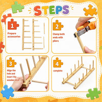 Barydat 2 piece natural wood puzzle rack organizer holding jigsaw puzzle boxes upright - view 4
