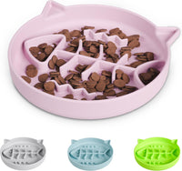 Silicone Cat Slow Feeder Bowl with Suction Cups - 1 CUP / Pink