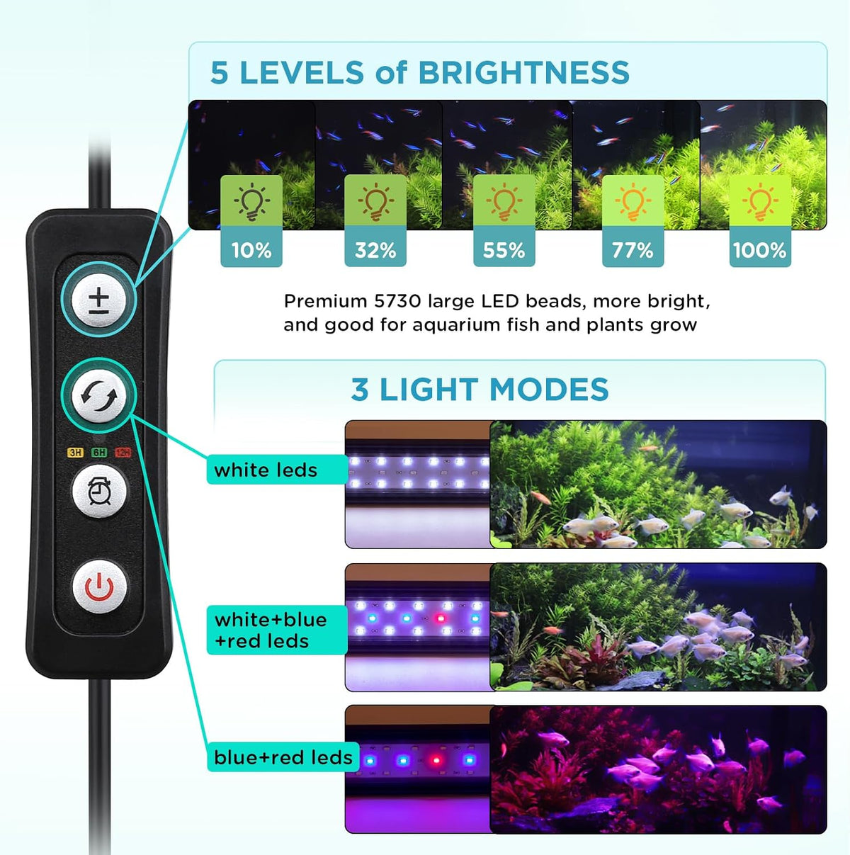 hygger 14W Full Spectrum Aquarium Light with Aluminum Alloy Shell - 7W (5-8.5inch) - image 4