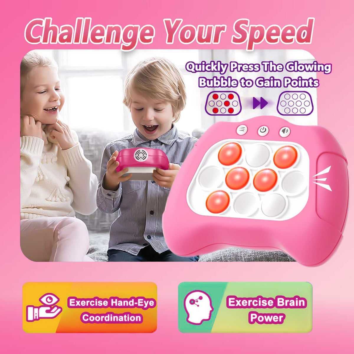 Pop Game, Light Up Fidget Toy for Kids & Adults - Pink - image 2