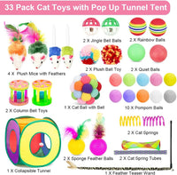 33Pcs Cat Toys Pack for Indoor Cats Kitten, with Cube Tunnel – Essentials for Cats - Cube Tunnel Toy Set - For Cats Less Than 12lbs - image 2