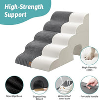 Extra Wide Dog Stairs with Tunnel, Detachable Large Pet Step for Small Medium Dog, Puppy or Cat, Ramp for High Bed, Couch, Sofa or Car, Stable, 19.7x33x22.4 inch, 5 Step, Dark Grey