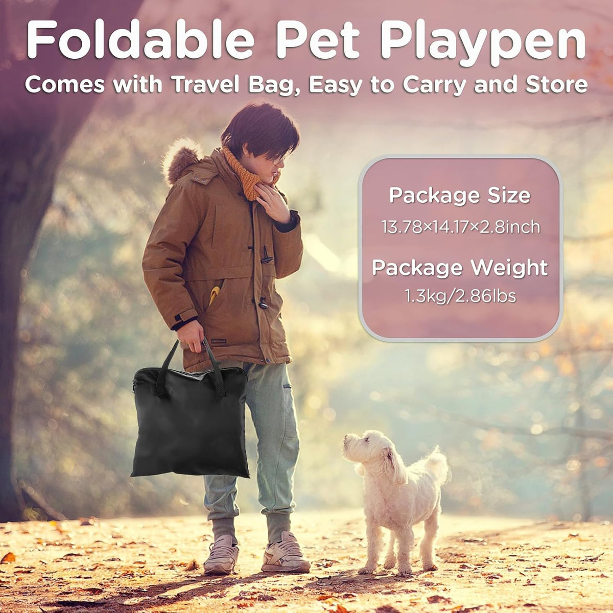Foldable Pet Kitten Playpen - Pink 03 / Large(35.4''×27.5''×23.6'') - image 4