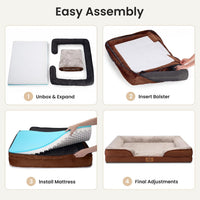 Orthopedic Dog Bed Medium Size Dog, Memory Foam Dog Bed Couch - Brown / 44.0" L x 31.5" W x 7.5" Th - image 4