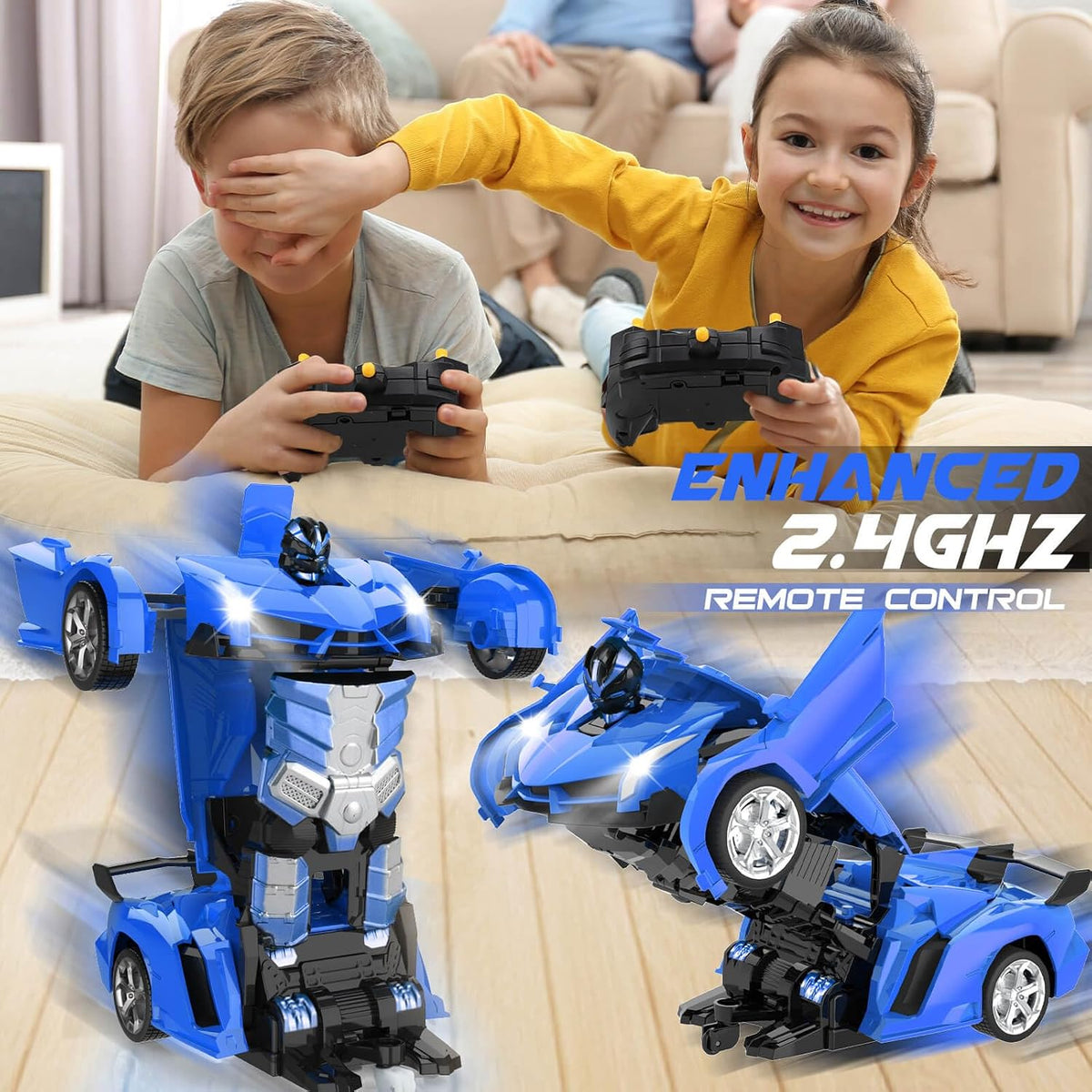 Dolanus Remote Control Car, Transform Robot, Boys Toys Gifts - Blue - image 4