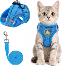 Cat Vest Harness and Leash Set - Blue / X-Small (Chest: 8"-9")